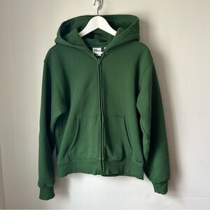 TNA Aritzia Green Cozy Fleece Perfect Zip Hoodie - Size Medium